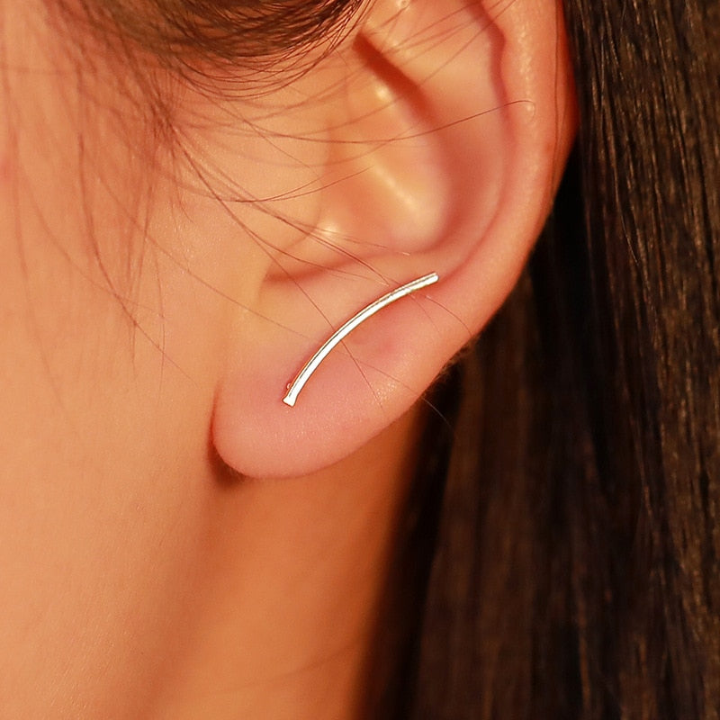 Minimalist Line Bar Ear Climber