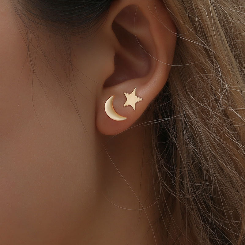 Moon & Star Ear Studs