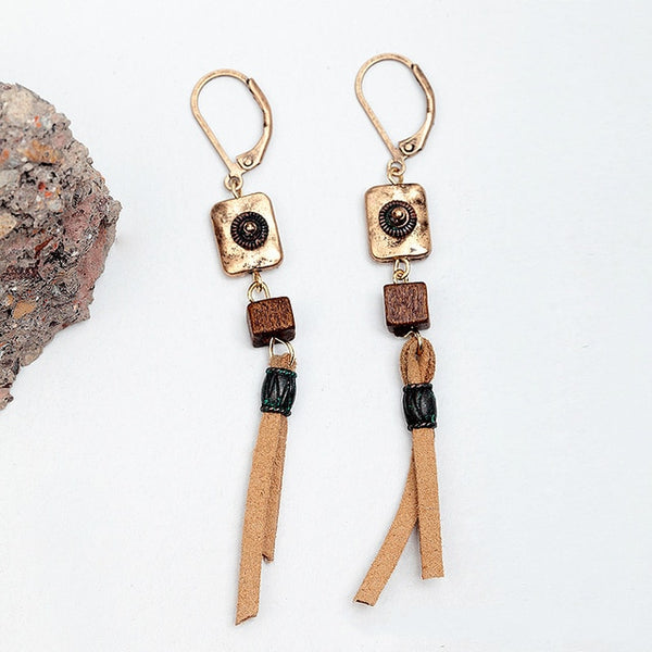 Vintage Suede Dangle Earrings