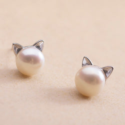 Cat Ears Pearl Studs