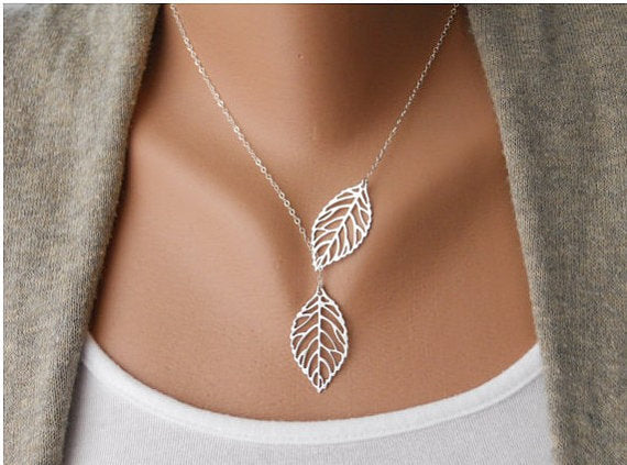 Two Leaves Left Necklace