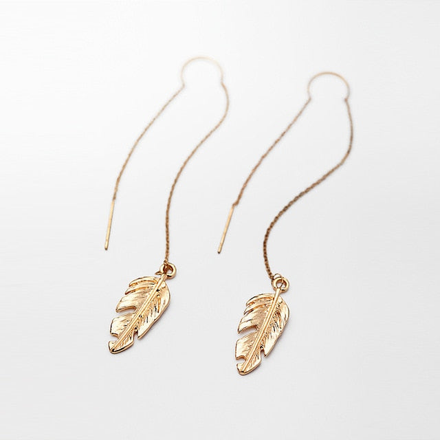 Gold Leaf Dangle Earrings