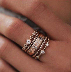 Crystal Waves Ring Set