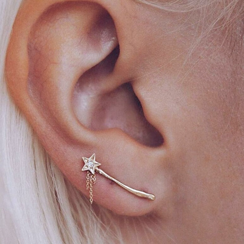 Vintage Crystal Star Ear Climber