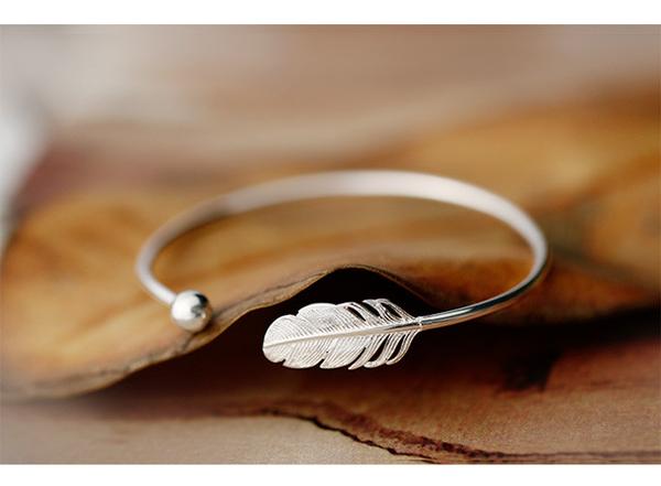 Sterling Silver Feather Bracelet